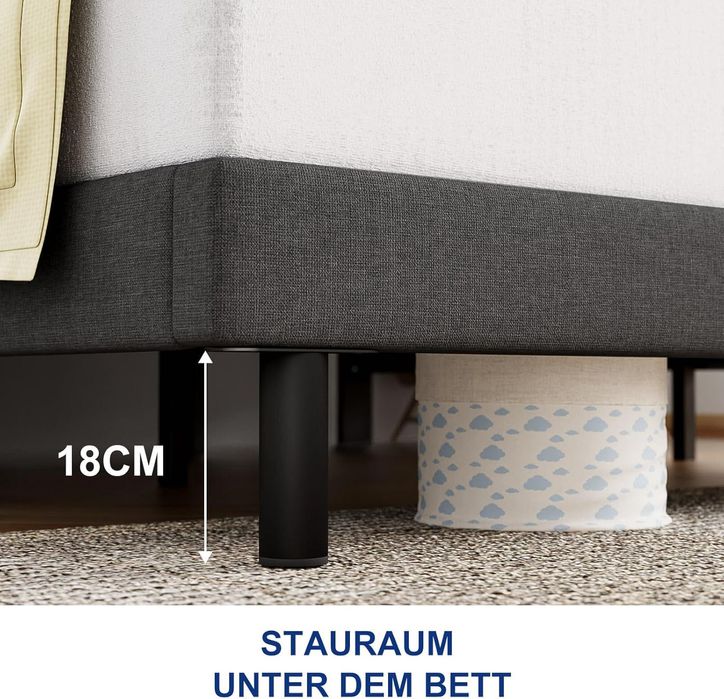 Pat elegant 140x200 cu somiera, tetiera de calitate, nou