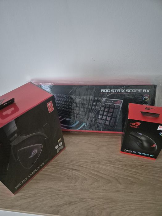 Pachet gaming ASUS ROG – Căști + Tastatură + Mouse – NOI/SIGILATE
