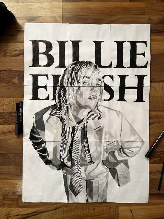 Original Billie Eilish Hand-drawn Portrait