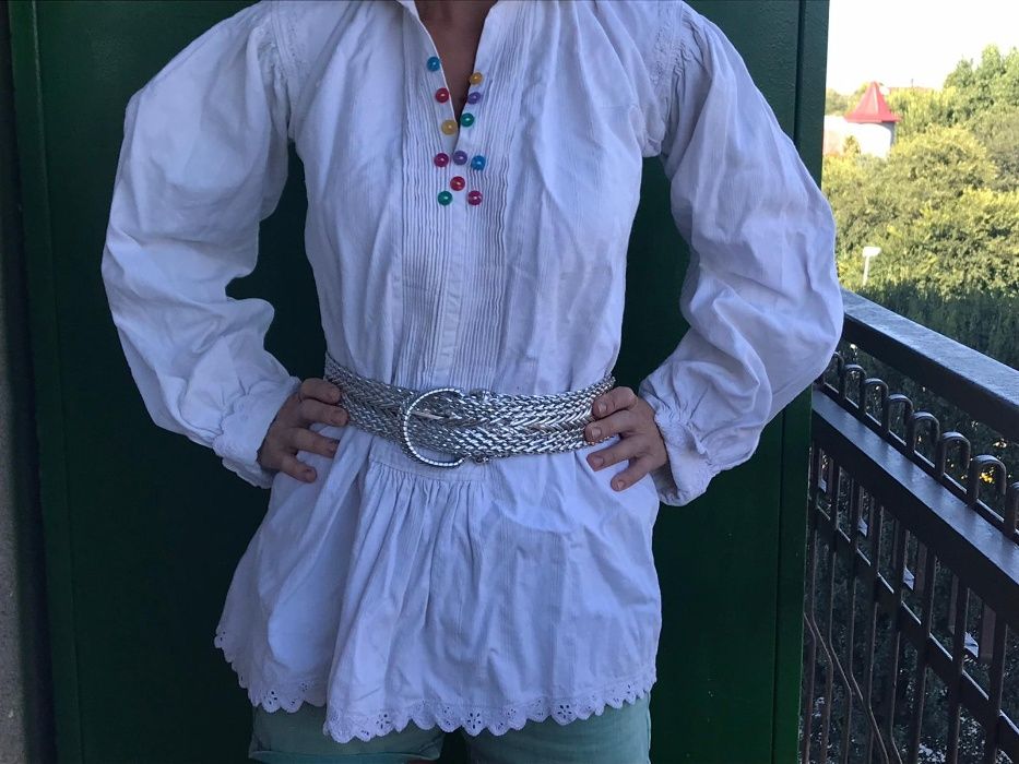 Cămașă (ie) albă de Sălaj originală, cu nasturi colorați