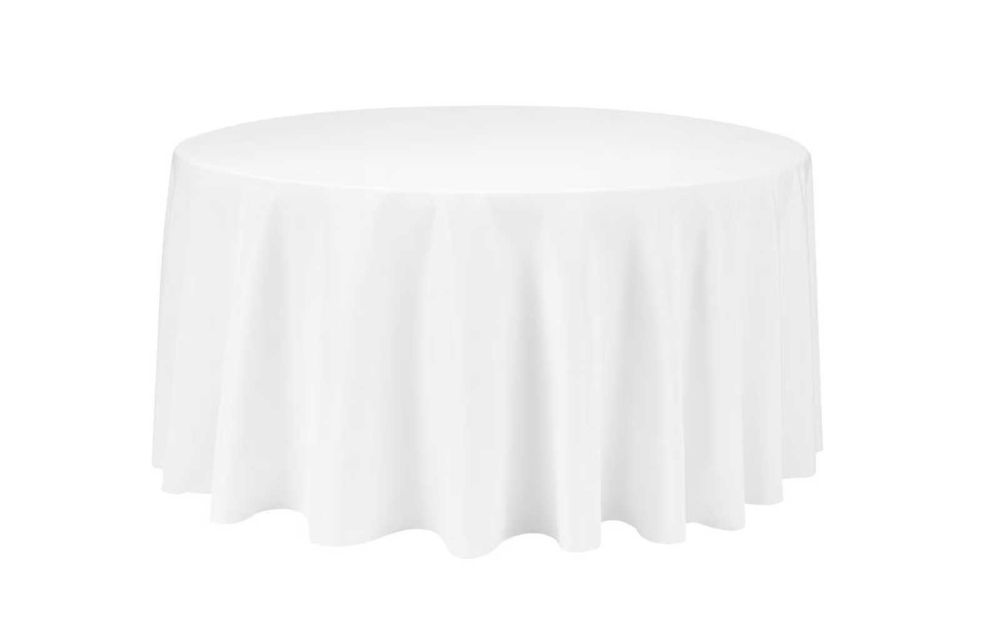 Луксозни кръгли бели покривки за маса - 320 см