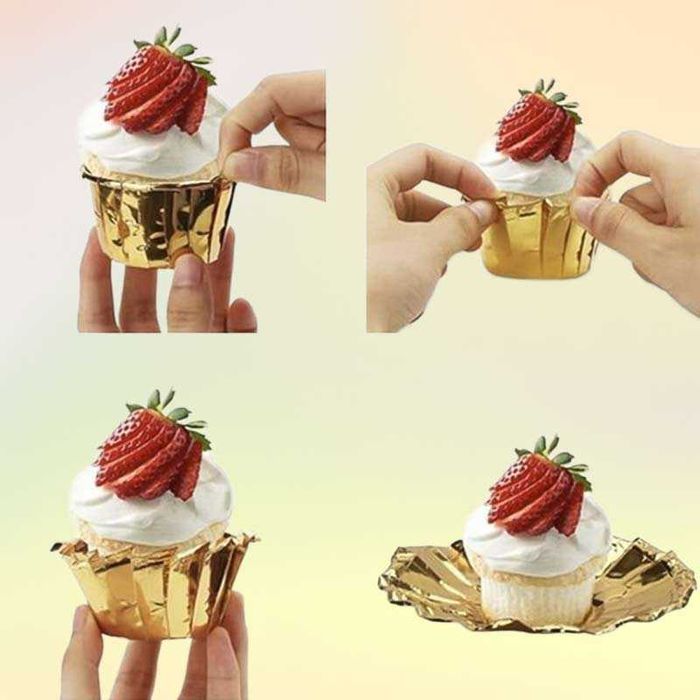 Хартиени форми за мъфини – златни, комплект 50 броя