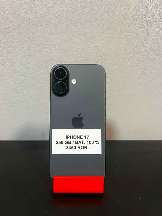 IPHONE 17 Black / 256 GB / Bat. 100% / 48 Cicluri / Garantie * Krom Amanet Margeanului *