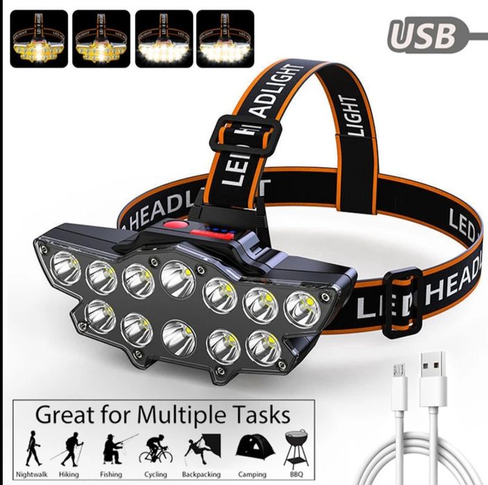 Фонарик налобный с 2 Акум.18650.