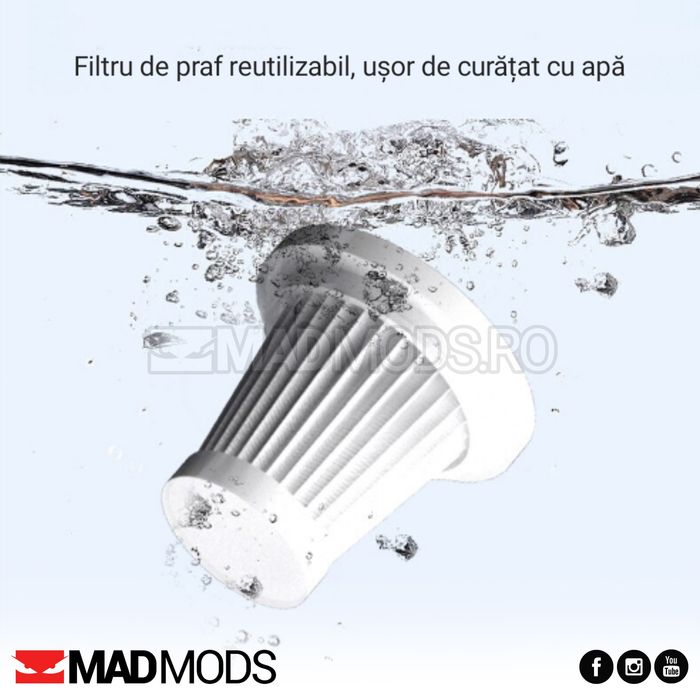 Aspirator auto portabil 2in1, fara fir, cu acumulator incorporat
