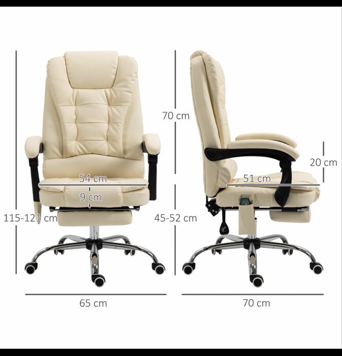 Scaun birou crem cu 6 puncte de masaj , Vinsetto