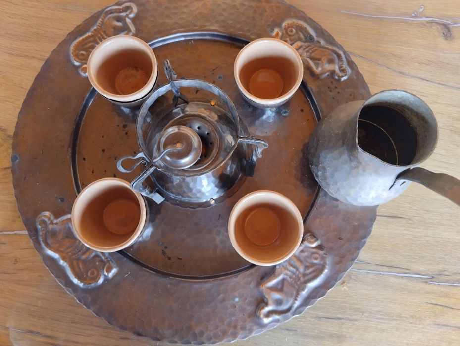 Сервиз за варене на кафе с джезве от ръчно кована мед