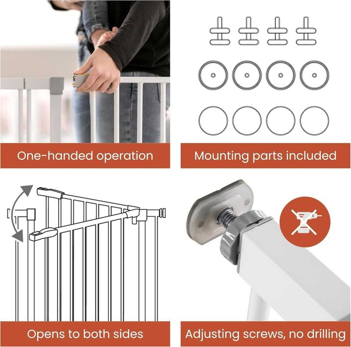 Poarta de siguranta pentru copii hauck KD Open N Stop , 84 – 89 cm , alba