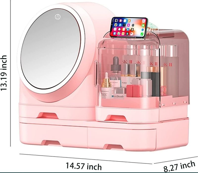 Зеркало со светодиодной подсветкой Органайзер для хранен