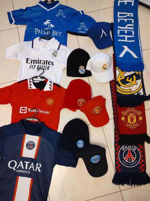 Шапка + Шал ПСЖ Мбапе/неймар/меси 2022 Зима + Детски Комплекти