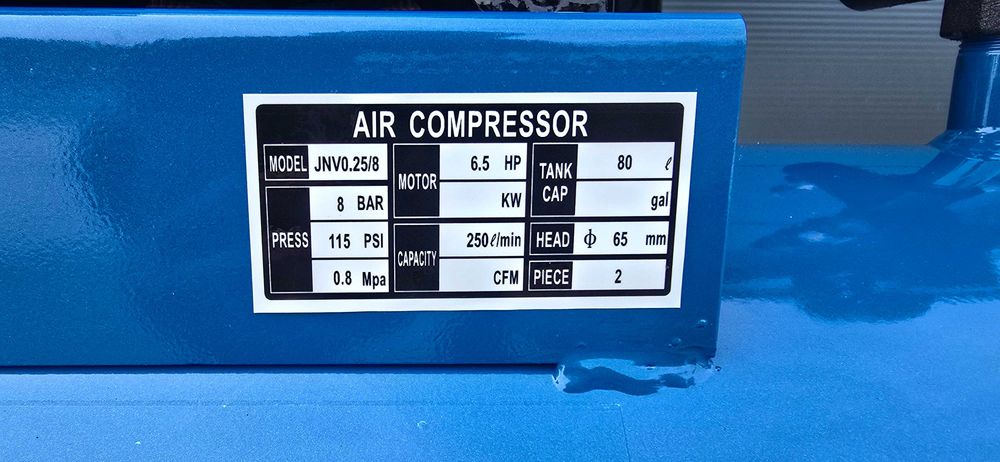2026 Бензинов компресор за въздух 80 литра 6.5Hp,8 бара 250 л. мин TACH