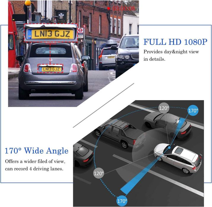 Oglinda retrovizoare camera frontala si marsalier 7",FHD,touchscreen