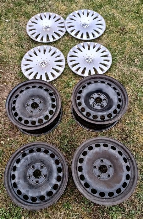 Set 4 jante tablă 15” VW + capace originale