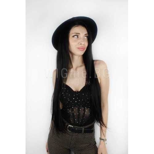 100% естествена Virgin Remy черна лейс фронт перука серия Белисима