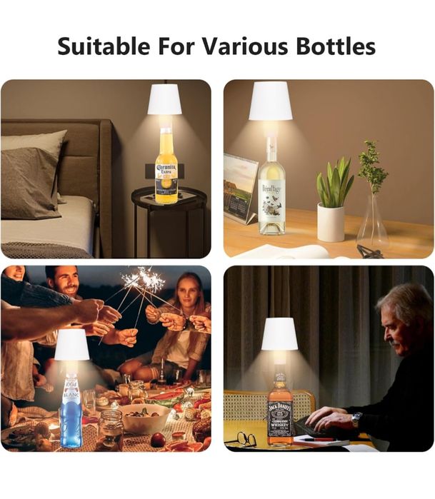 Set 2 Lămpi LED pentru Sticlă – Wireless, Reîncărcabile