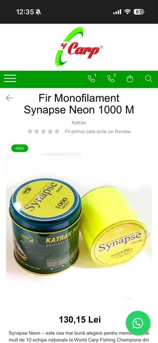 Fir pescuit Synapse Neon fluo 1000 M-vizibilitate maximă,casting lung