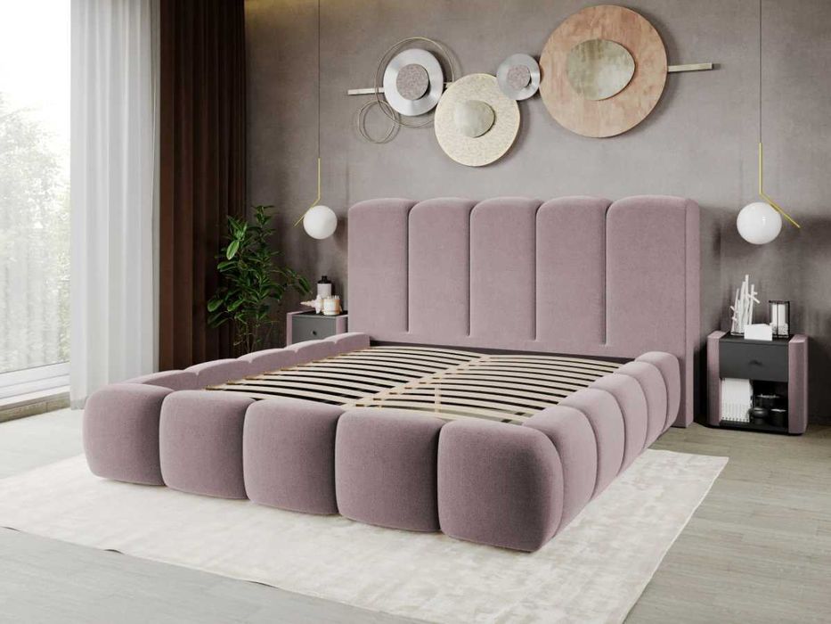 Pat Tapitat Noel Roz - Velluto 14 cu somiera fixa