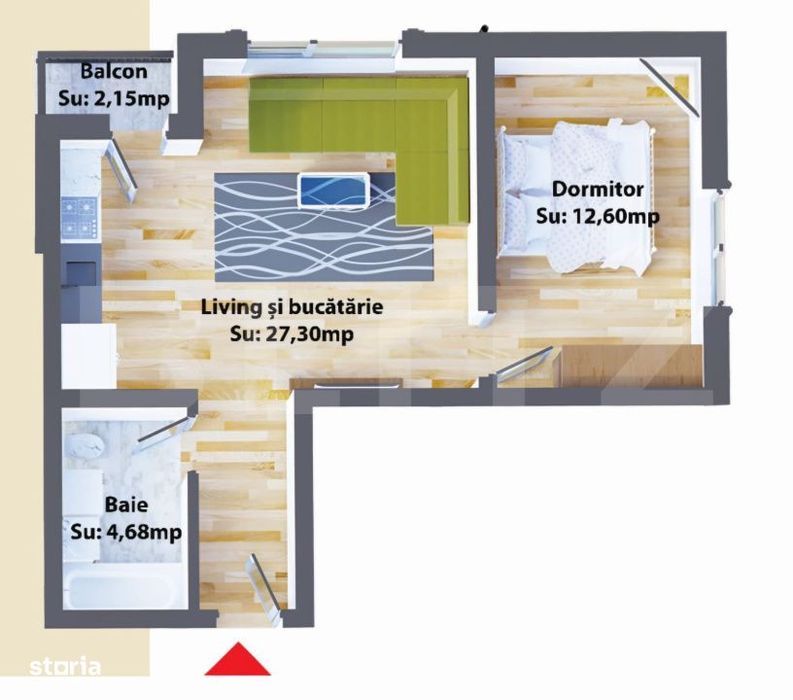 Apartamente de 2 camere, 44.58 mp, modern, zona Ipotesti