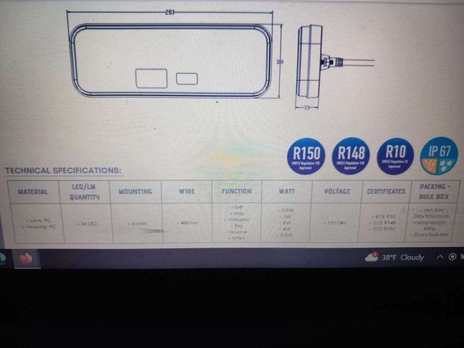 lampă spate man led kamar l1959 – semnalizare dinamică  efect neon