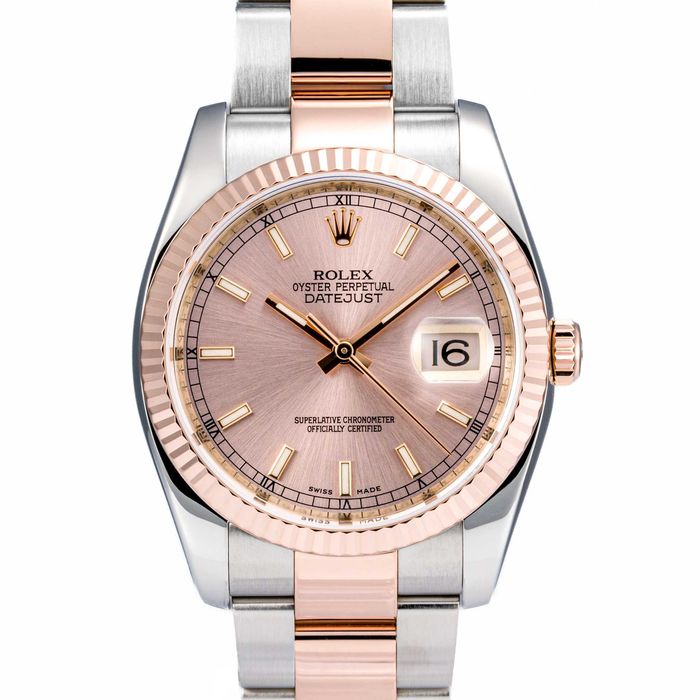 Rolex Datejust 36mm Everose Gold and Steel 116231 Pink dial