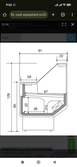 Vitrina frigorifica mezeluri si lactate 250 cm