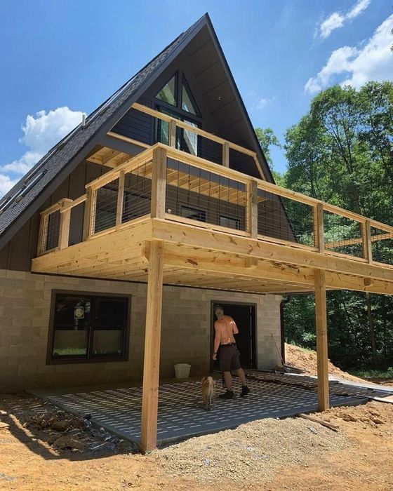 Cabana A -frame din lemn tratat la cheie foisoar terasa