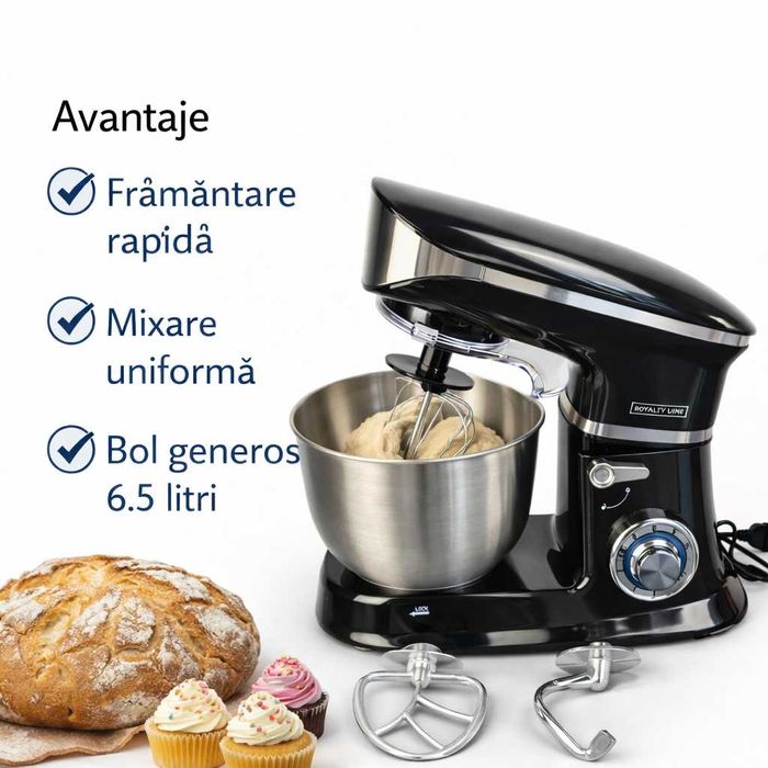 Mixer planetar profesional 1900W cu vas inox 6.5L