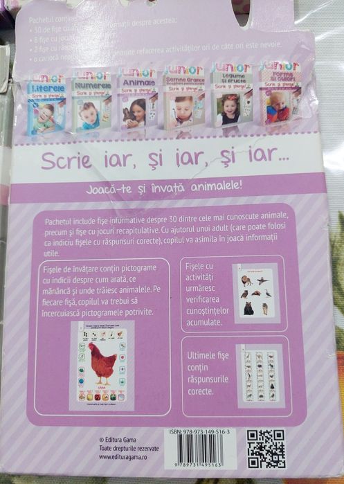 Lot 4 seturi Scrie și șterge cu câte 40 fișe cartonate refolosibile 2+