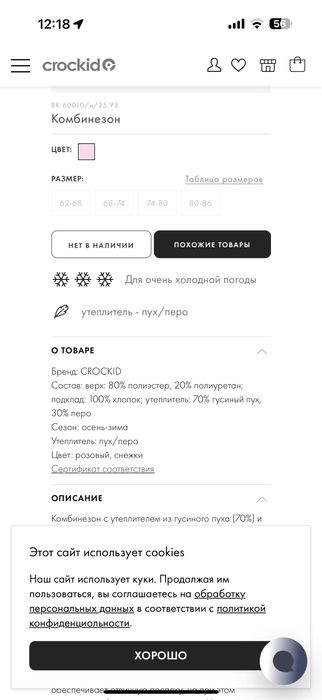 Срочно продам  детский пуховик комбенезон пух перо
