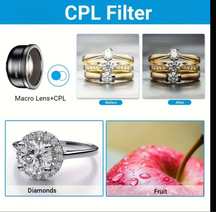 Профессиональный Макро-объектив с фильтром CPL, увеличения до 20х