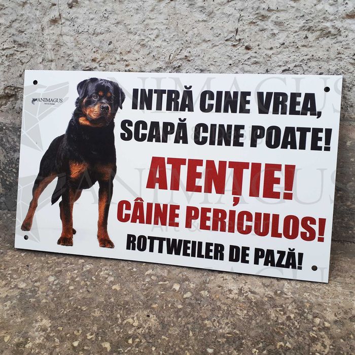Placa Avertizare Caine Rau Periculos Rottweiler