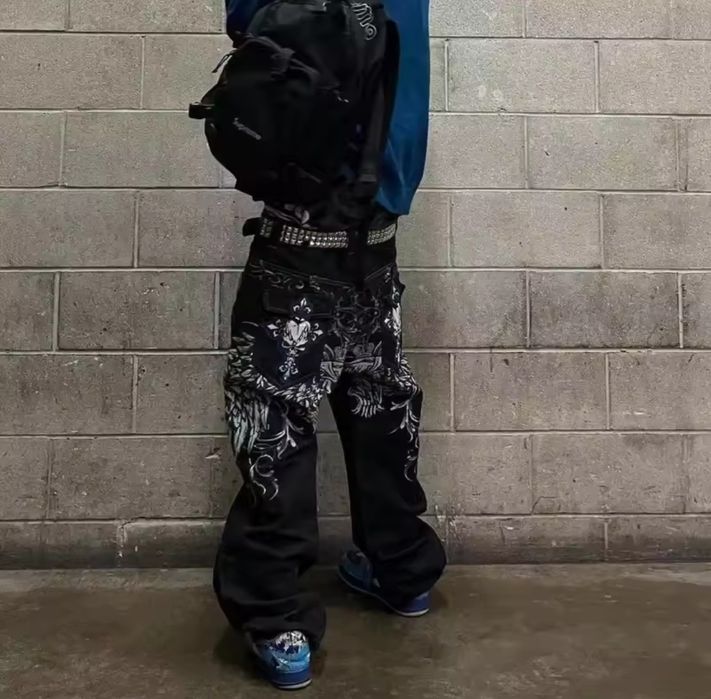 Y2K Street Gothic Джинси с Висока Талия – Ретро Хип-Хоп Стил