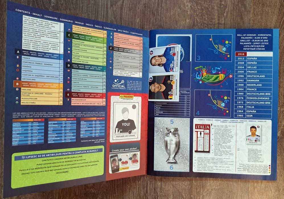 Album Panini France Euro 2016 (incomplet + stickere Coca Cola)