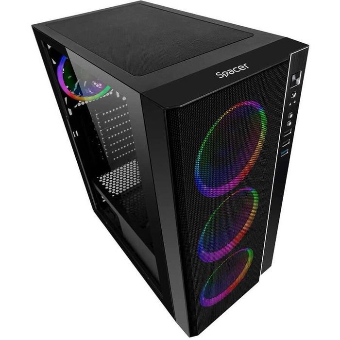 Carcasă Gaming RGB 4 Ventilatoare ATX Mesh Sticlă Securizată Garanție 24L