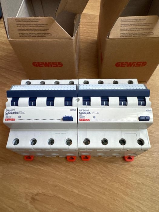 siguranțe electrice Gewiss , diferentiale , disjuctoare, MCB , RCBO