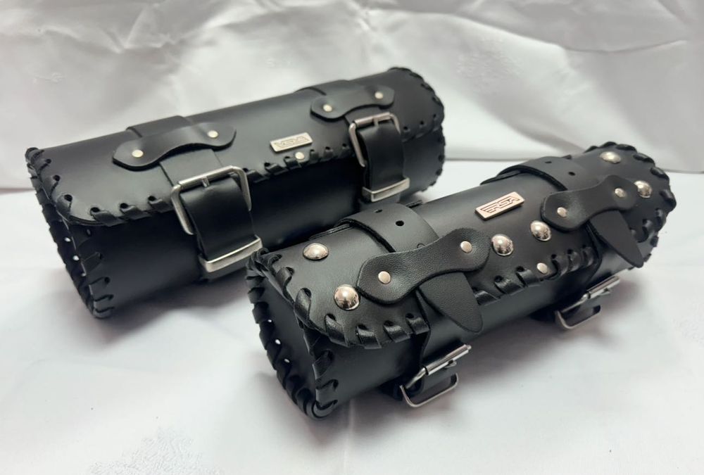 НОВА чанта / цилиндър от естествена кожа за мотор / чопър Тип «буре»