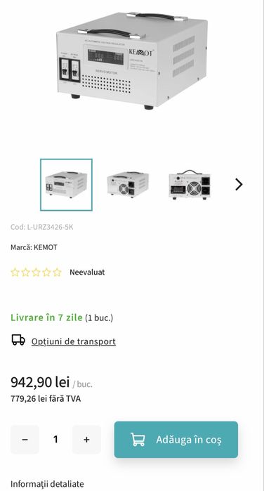 Stabilizator automat de tensiune KEMOT MSER-5000 (5000 VA, servomotor)