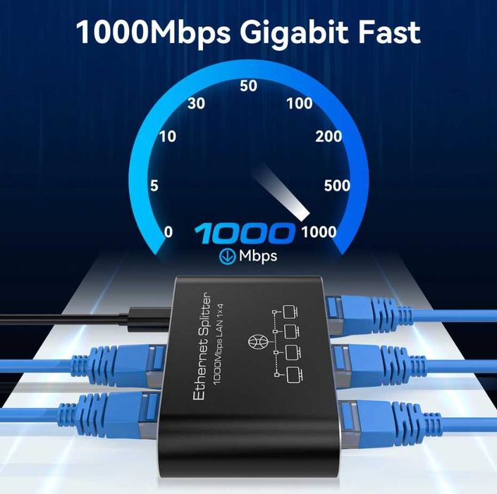 Switch LAN Splitter 1 până la 4, 1000 Mbps