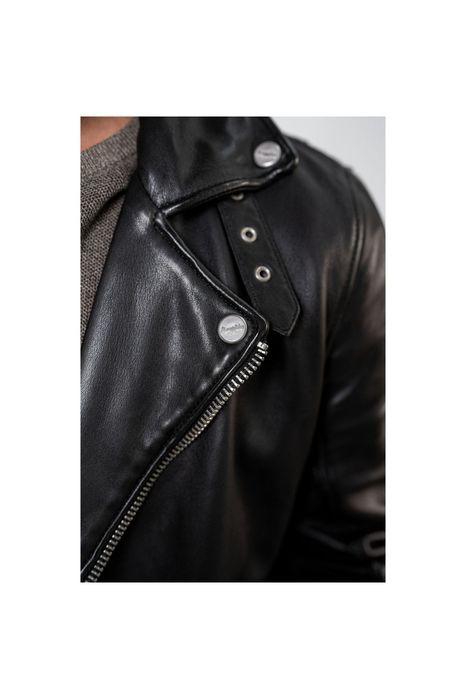 Geaca de Piele Barbati Mauritius Neagra Mavric