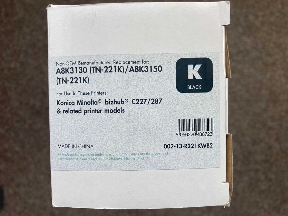 Cartus A8K3130 TN-221K pentru Konika Minolta Bizhub C227/287
