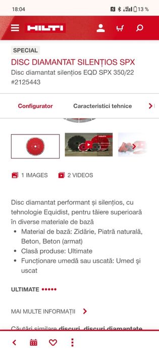 Disc diamantat silentios 350/25 HILTI