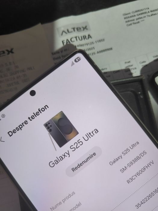 Samsung S25 ultra 256 GB liber rețea garanție altex