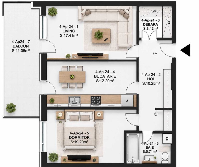 Inchiriez apartament - 2 camere + parcare in ansamblul CIty of Mara