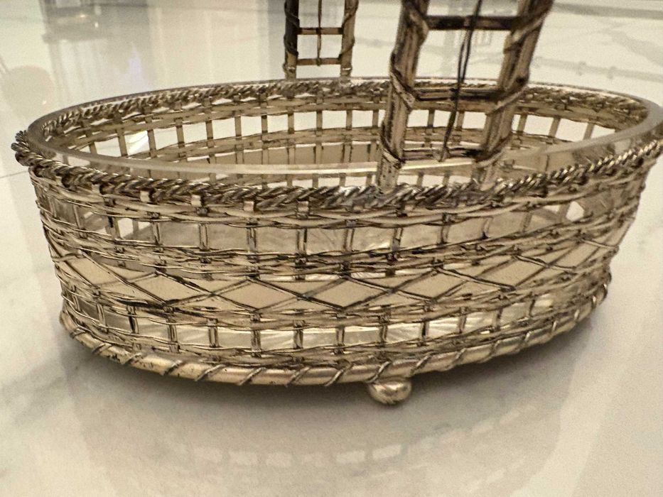 cosulet argintat pt depozitat bijuterii vas cristal Quist WMF Germania