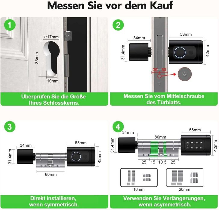 Yala/Cilindru broasca SMART , WiFi + APP, 60-90mm, REDUS de la 620RON