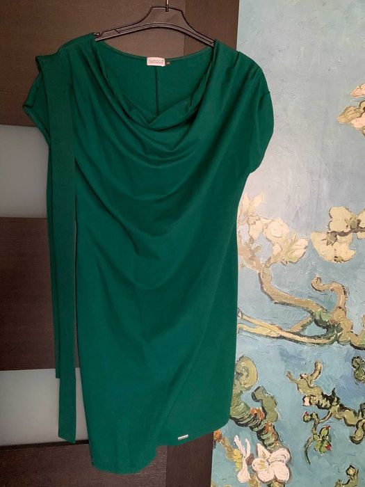 Rochie verde casual, medie, cu cordon, marimea 40 - 42