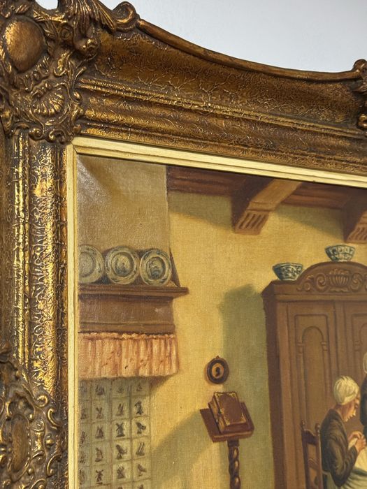 Tablou pictura in ulei pe panza - rama baroc aurie