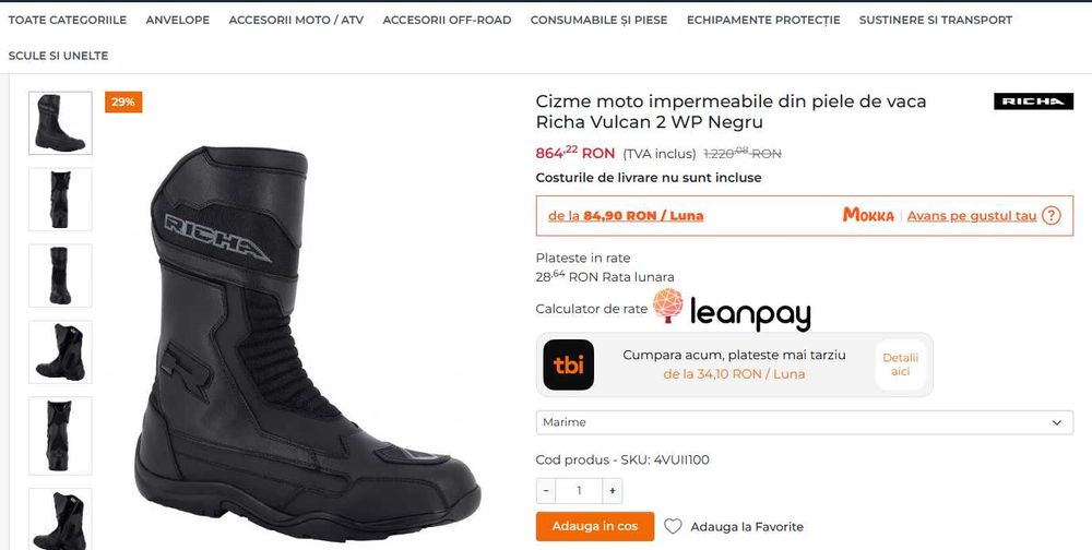 Cizme Moto Richa Vulcan 2 impermeabile, Marime 41