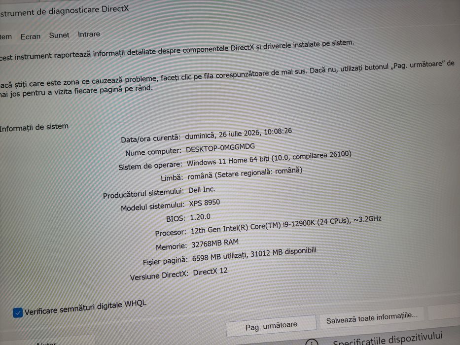 Unitate gaming stație grafica editare foto video DELL XPS 8950  i9 Rtx 3060 ti
