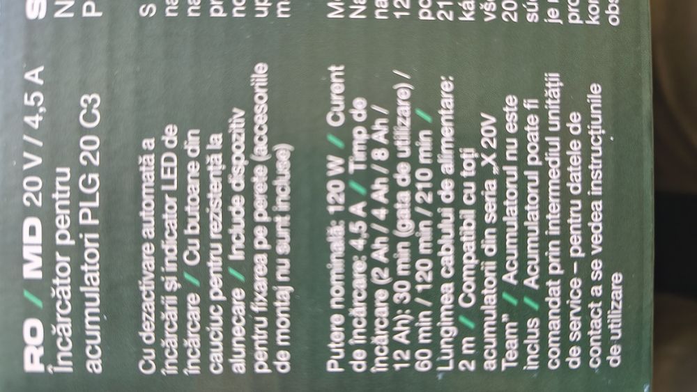 Incarcator dublu simplu Parkside 20v nou 4,5A acumulator 20V